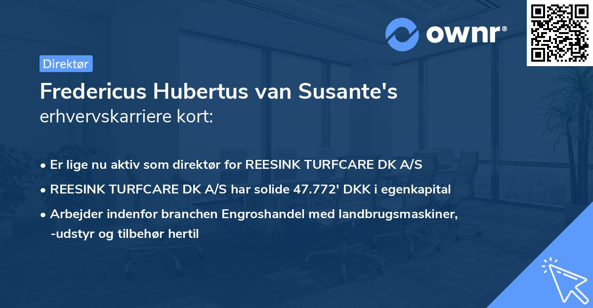 Fredericus Hubertus van Susante's erhvervskarriere kort