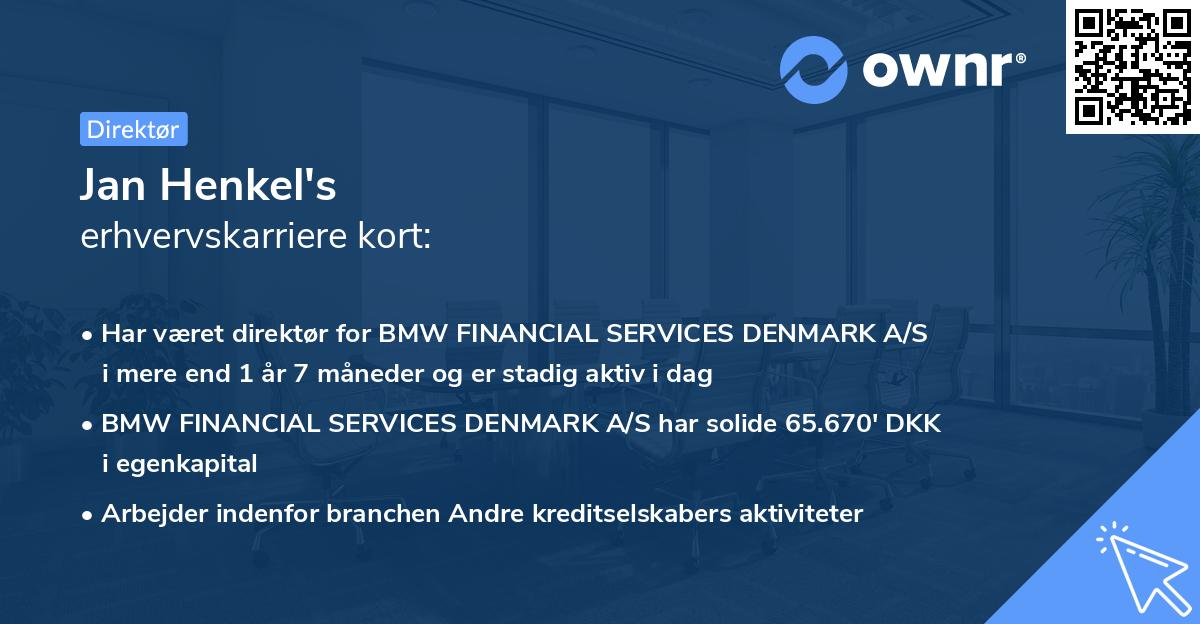 Jan Henkel's erhvervskarriere kort