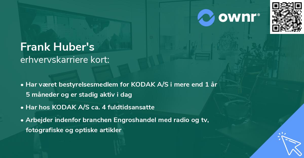 Frank Huber's erhvervskarriere kort