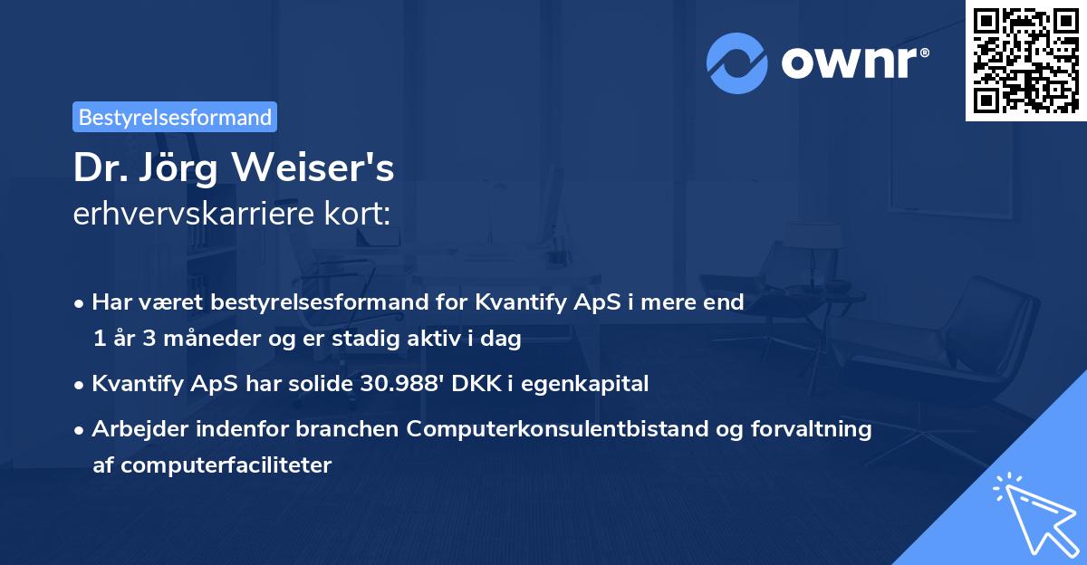 Dr. Jörg Weiser's erhvervskarriere kort