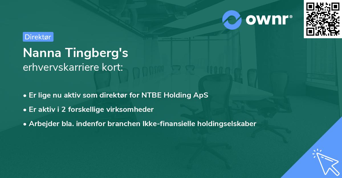 Nanna Tingberg's erhvervskarriere kort
