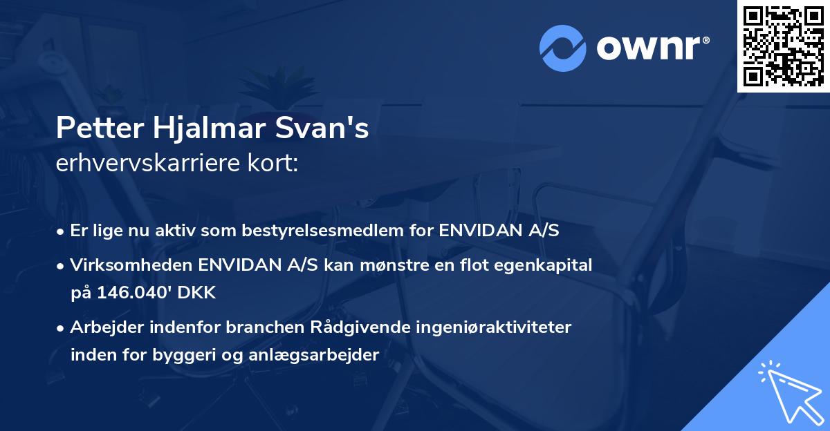 Petter Hjalmar Svan's erhvervskarriere kort