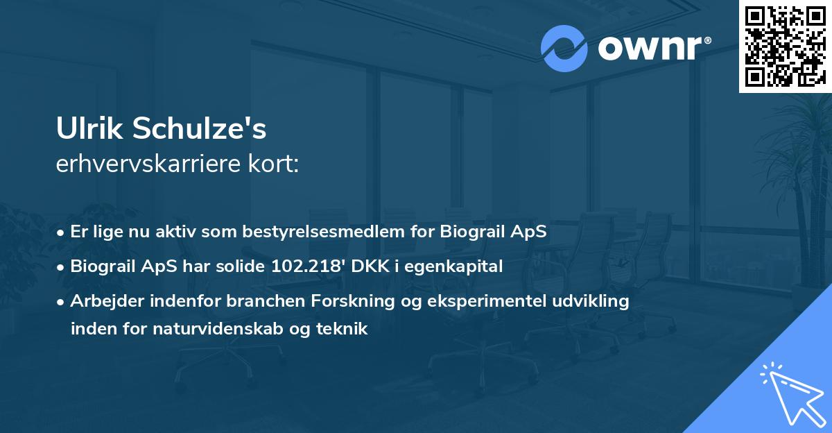 Ulrik Schulze's erhvervskarriere kort