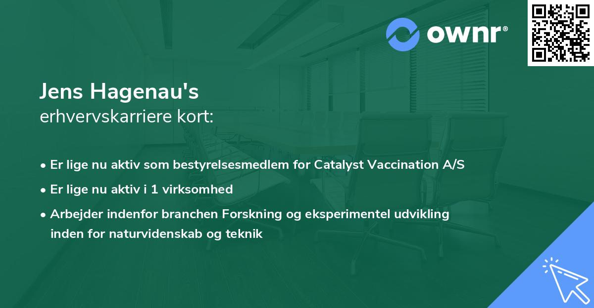 Jens Hagenau's erhvervskarriere kort