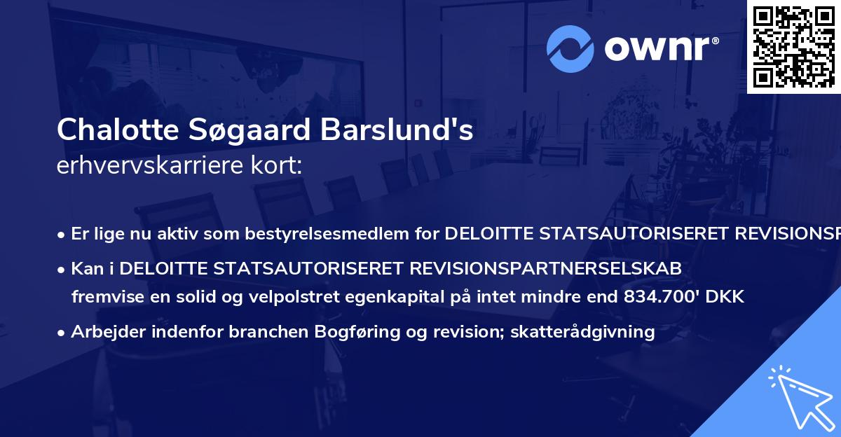 Chalotte Søgaard Barslund's erhvervskarriere kort