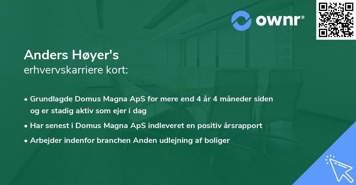 Anders Høyer's erhvervskarriere kort