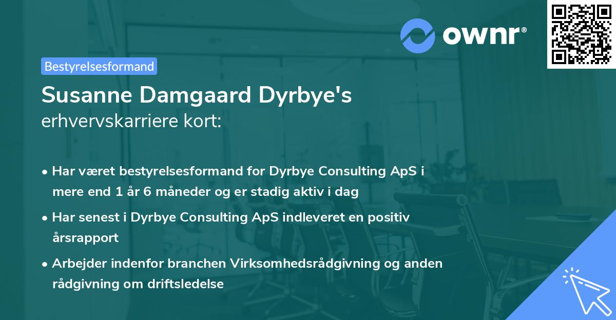 Susanne Damgaard Dyrbye's erhvervskarriere kort