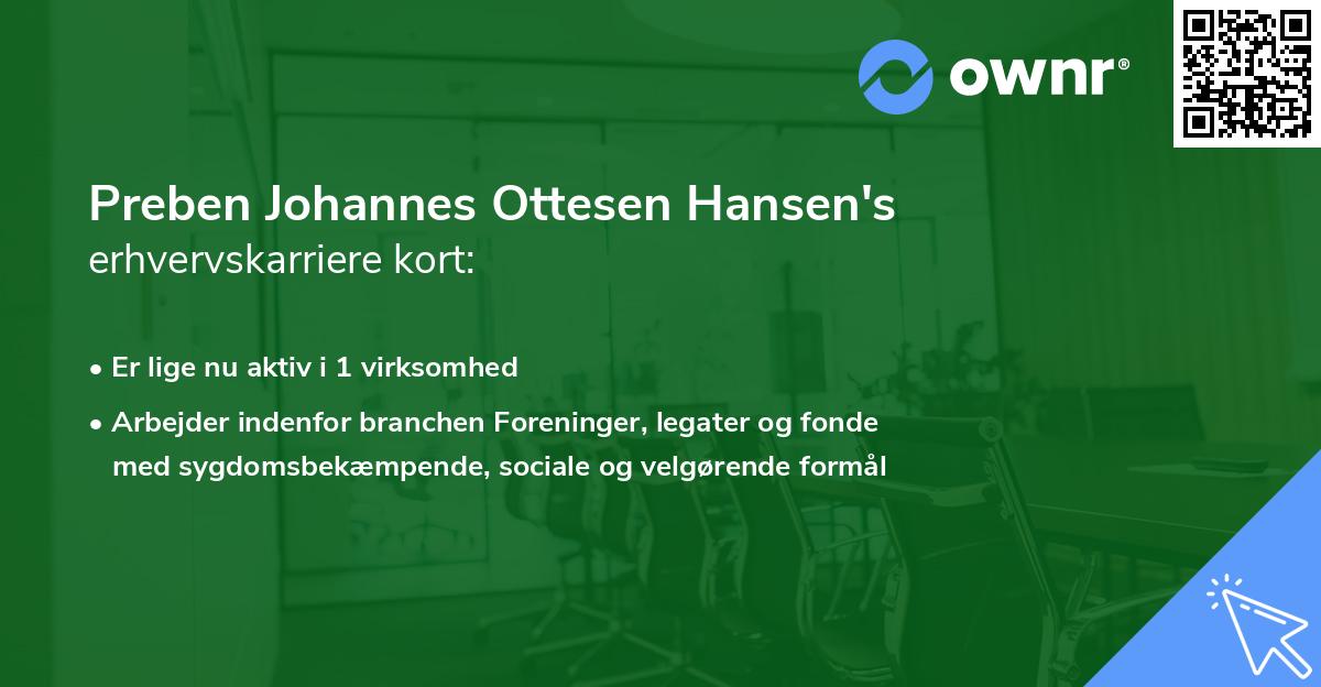 Preben Johannes Ottesen Hansen's erhvervskarriere kort