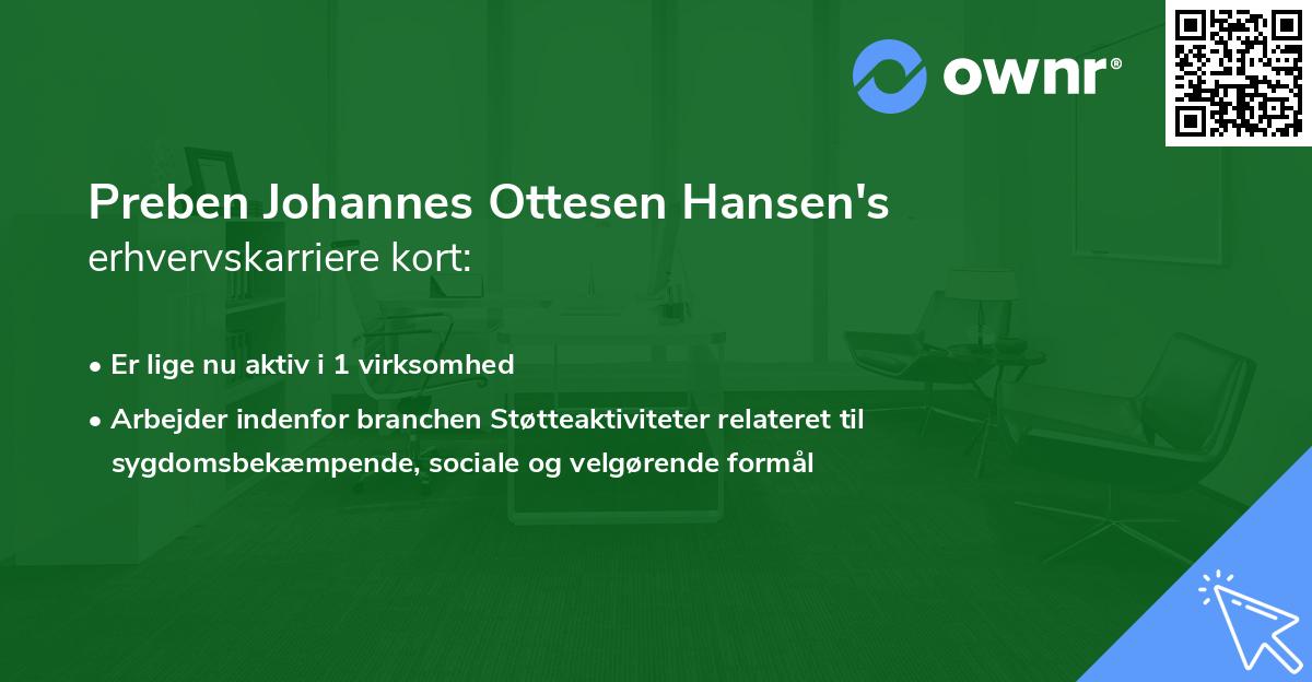 Preben Johannes Ottesen Hansen's erhvervskarriere kort