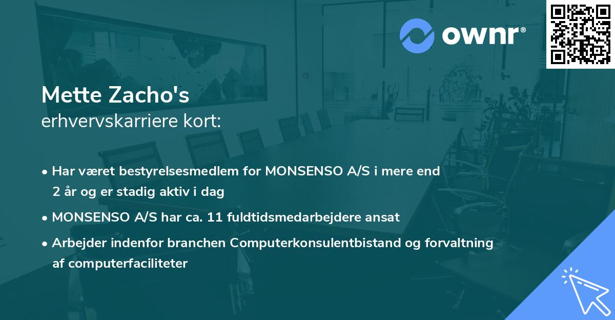 Mette Zacho's erhvervskarriere kort