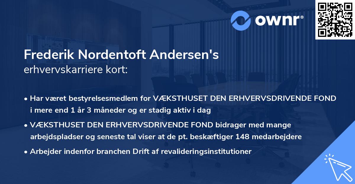 Frederik Nordentoft Andersen's erhvervskarriere kort