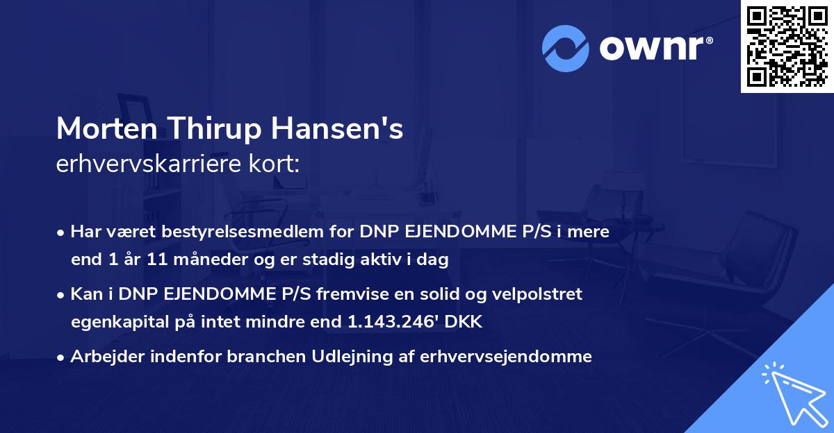 Morten Thirup Hansen's erhvervskarriere kort