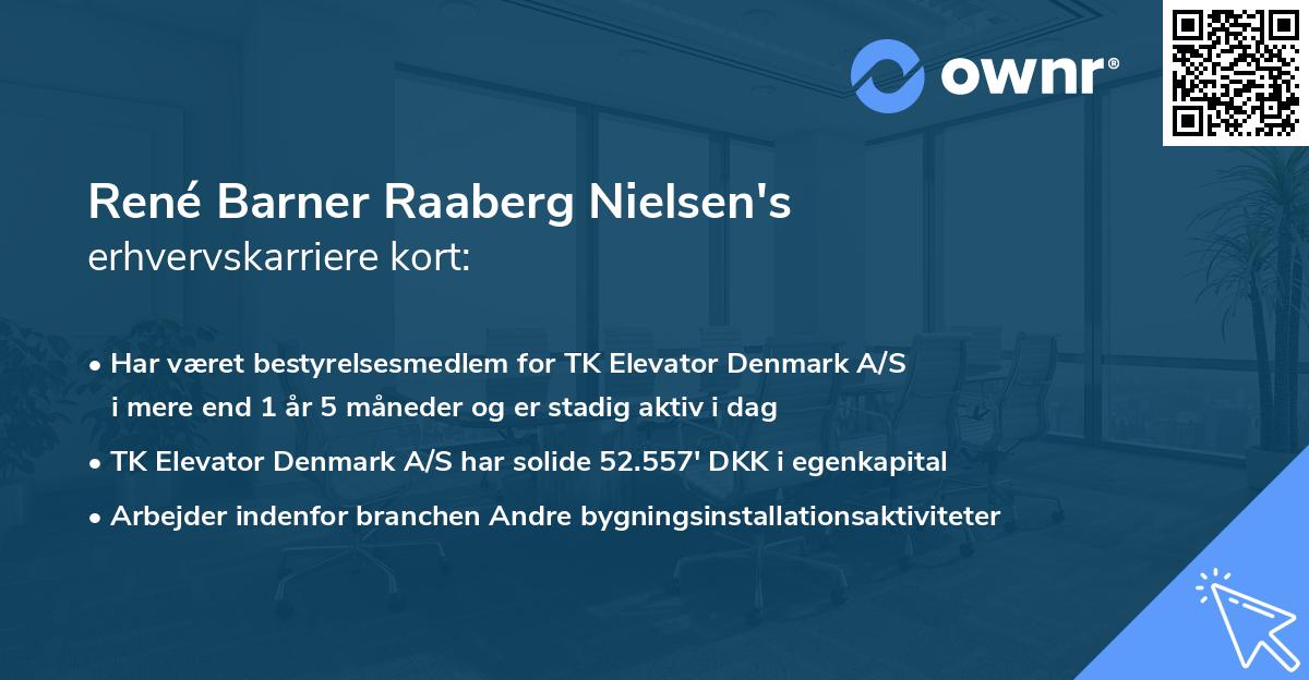René Barner Raaberg Nielsen's erhvervskarriere kort