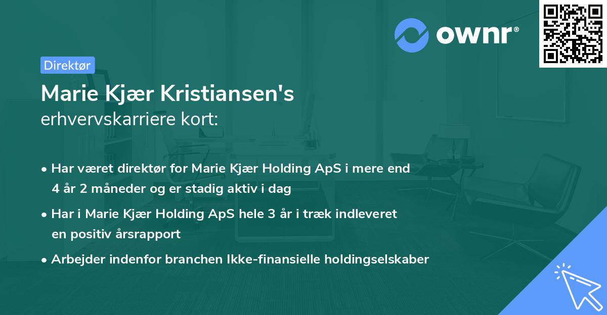 Marie Kjær Kristiansen's erhvervskarriere kort