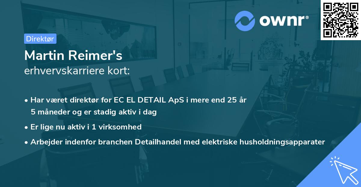 Martin Reimer's erhvervskarriere kort