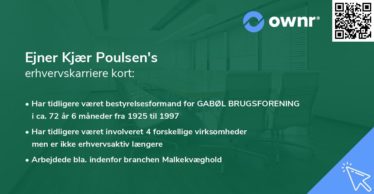 Ejner Kjær Poulsen's erhvervskarriere kort