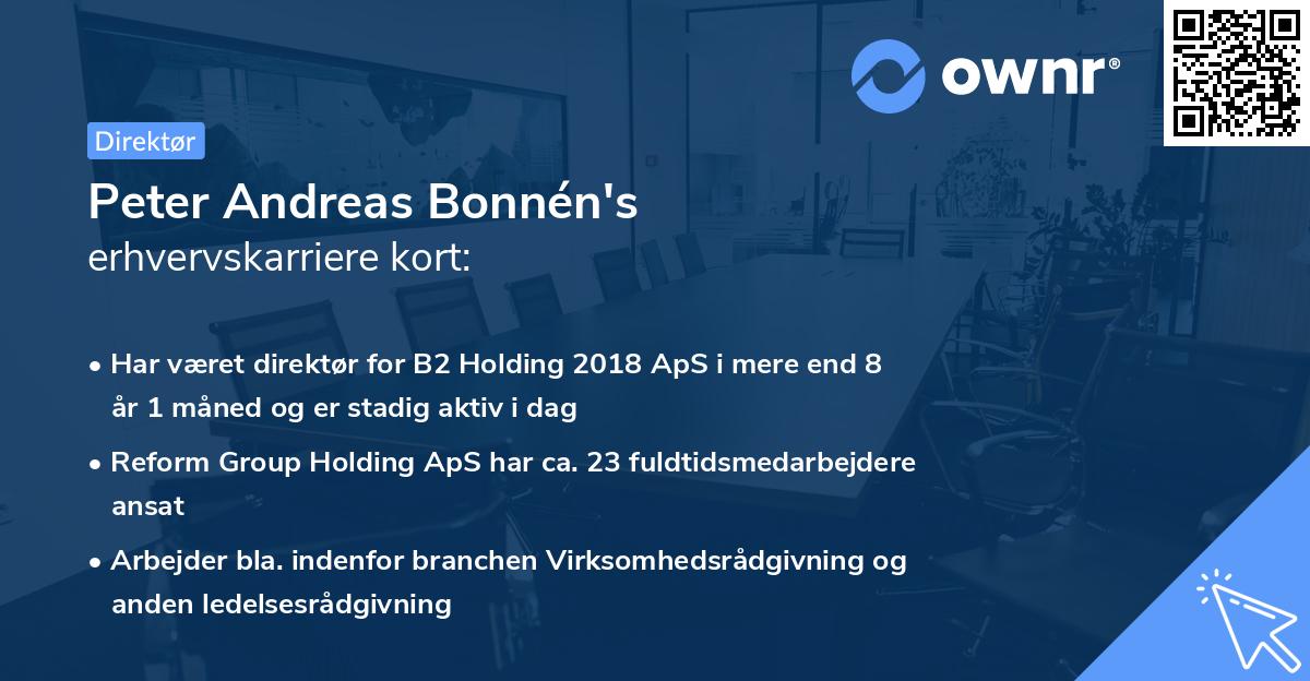 Peter Andreas Bonnén's erhvervskarriere kort
