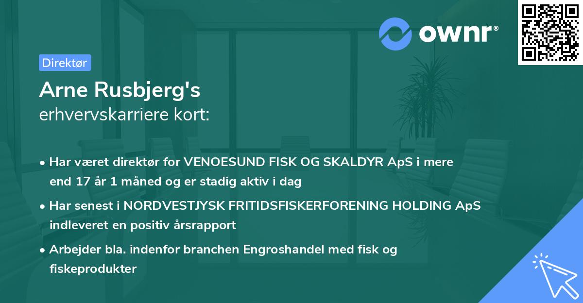 Arne Rusbjerg's erhvervskarriere kort