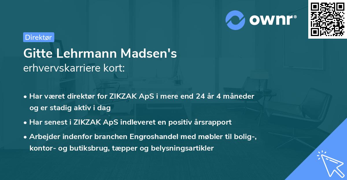 Gitte Lehrmann Madsen's erhvervskarriere kort