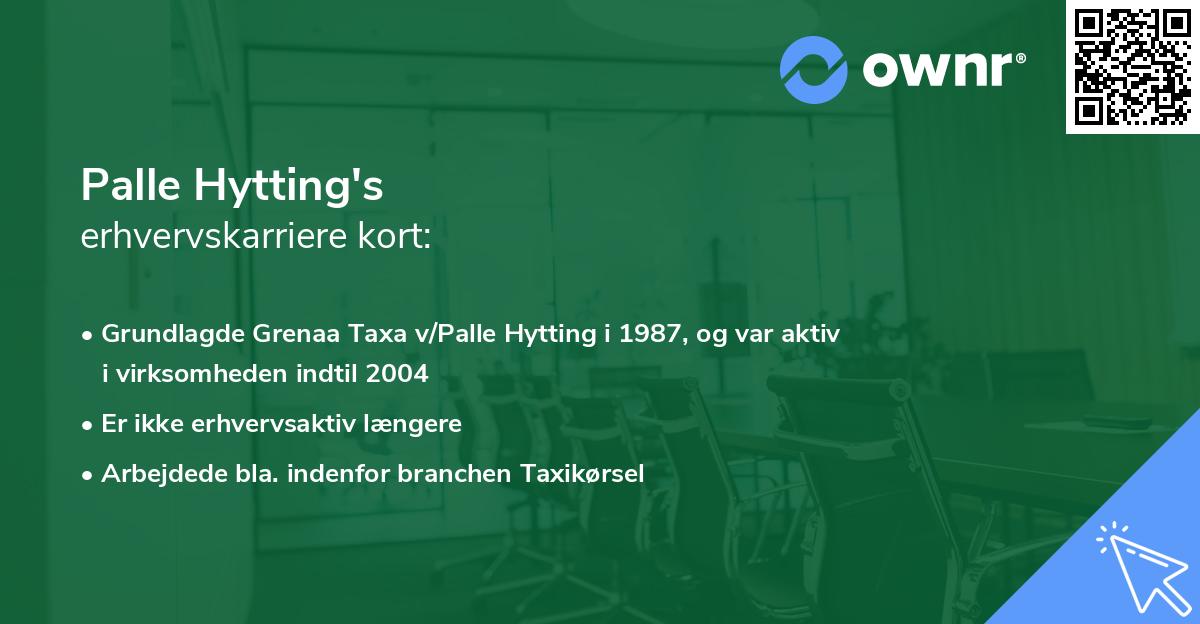 Palle Hytting's erhvervskarriere kort