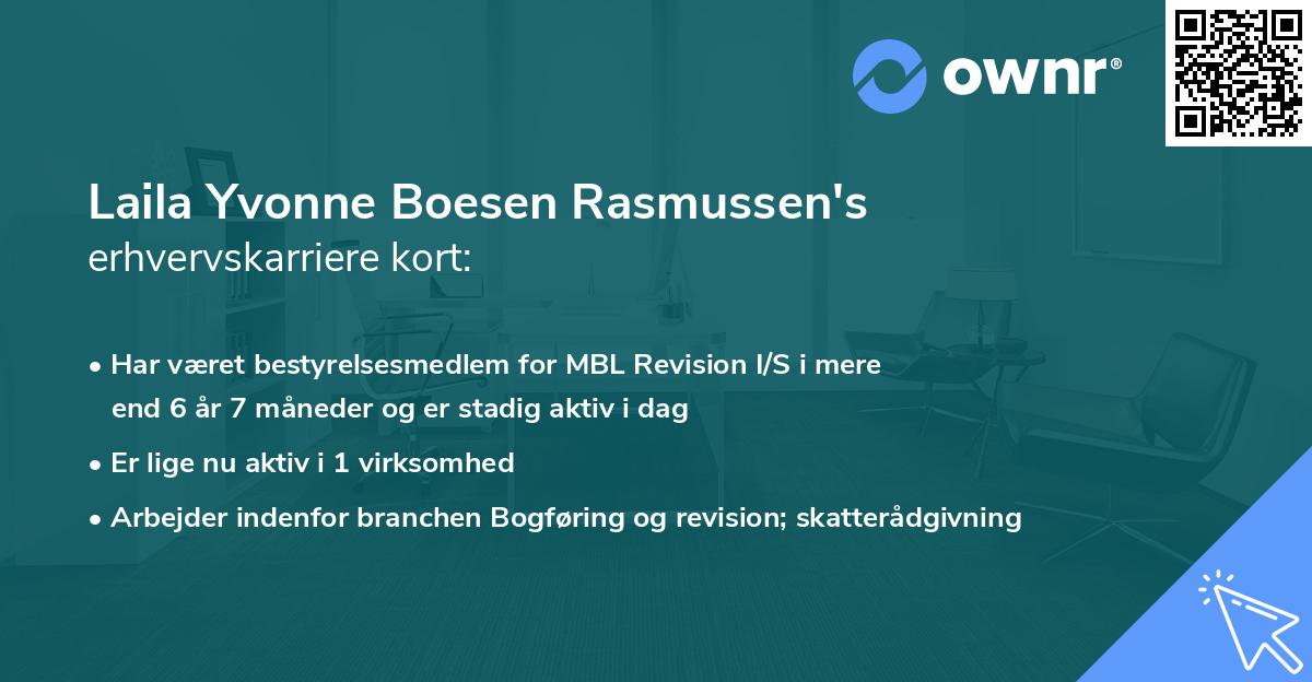 Laila Yvonne Boesen Rasmussen's erhvervskarriere kort