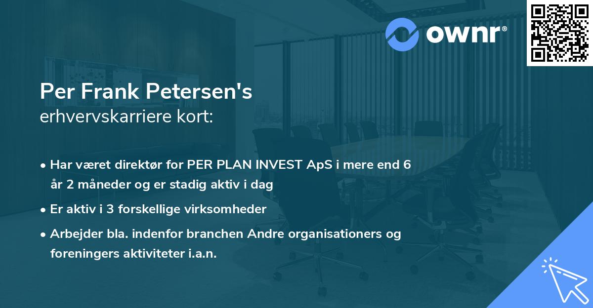 Per Frank Petersen's erhvervskarriere kort