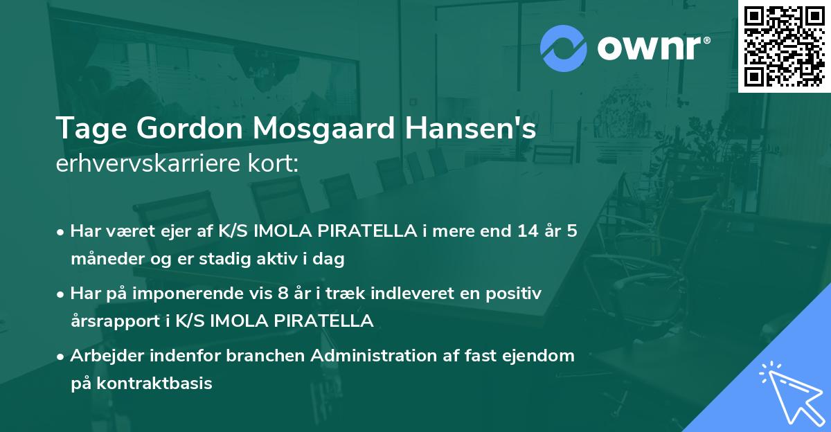 Tage Gordon Mosgaard Hansen's erhvervskarriere kort