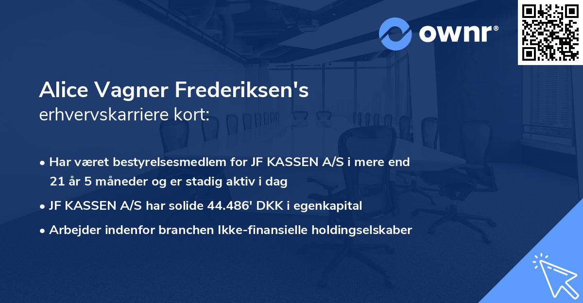 Alice Vagner Frederiksen's erhvervskarriere kort