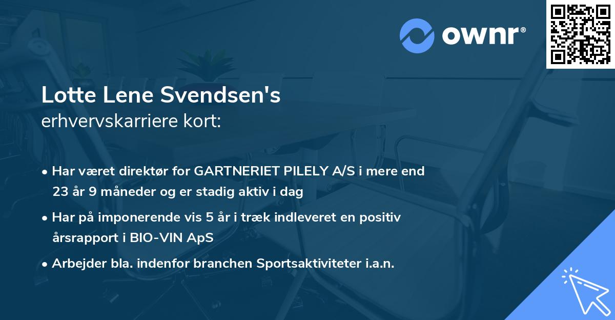 Lotte Lene Svendsen's erhvervskarriere kort