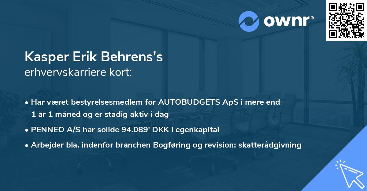 Kasper Erik Behrens's erhvervskarriere kort