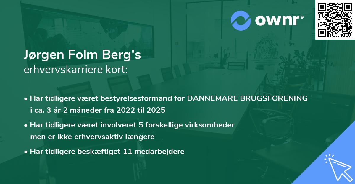 Jørgen Folm Berg's erhvervskarriere kort
