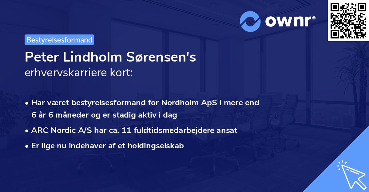 Peter Lindholm Sørensen's erhvervskarriere kort