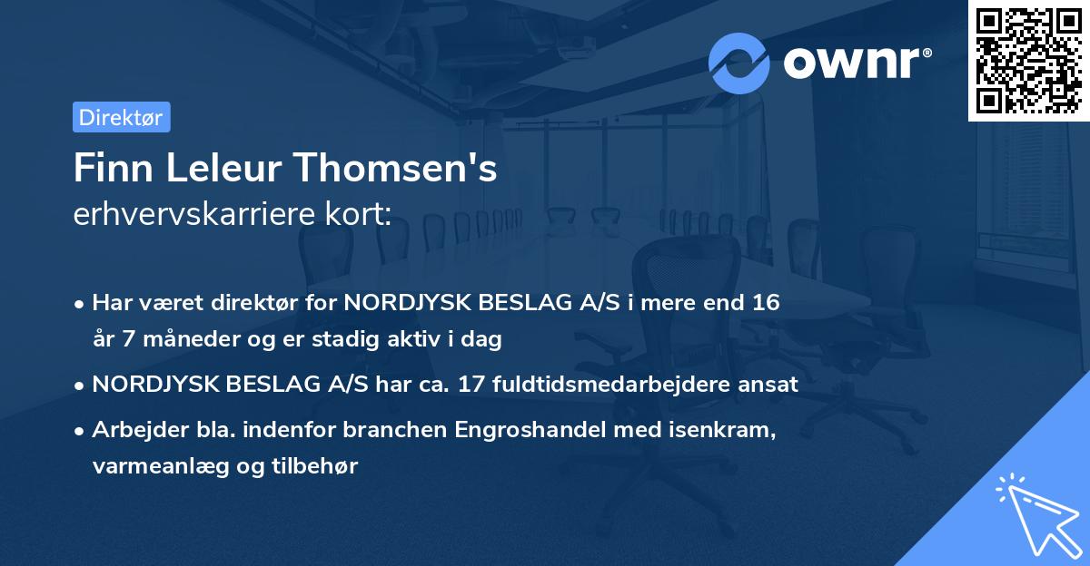 Finn Leleur Thomsen's erhvervskarriere kort
