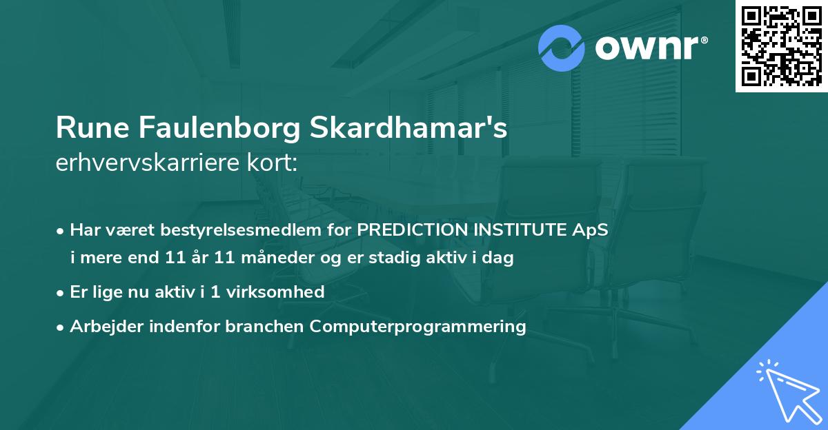 Rune Faulenborg Skardhamar's erhvervskarriere kort