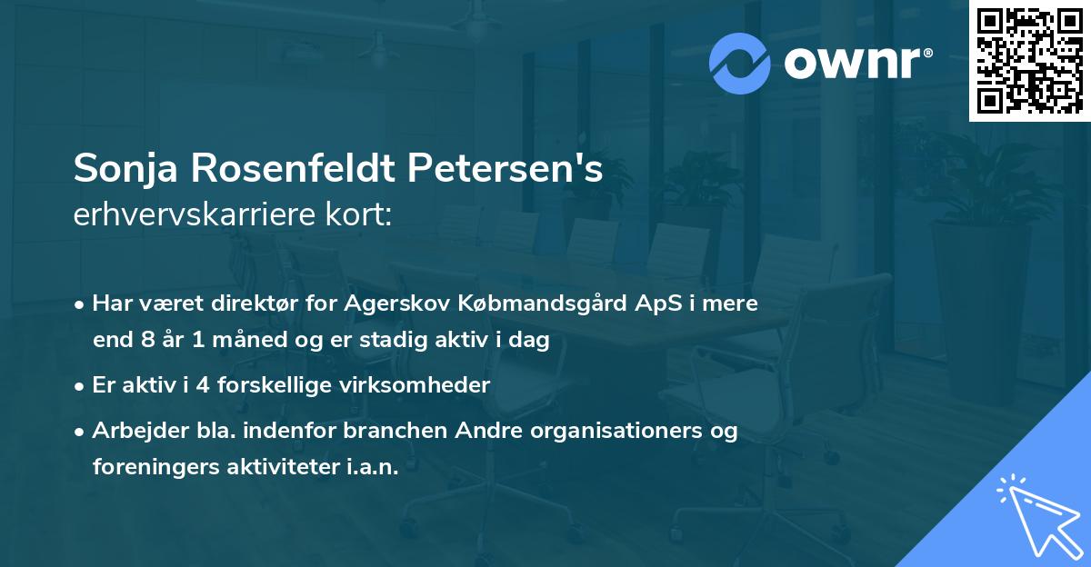 Sonja Rosenfeldt Petersen's erhvervskarriere kort