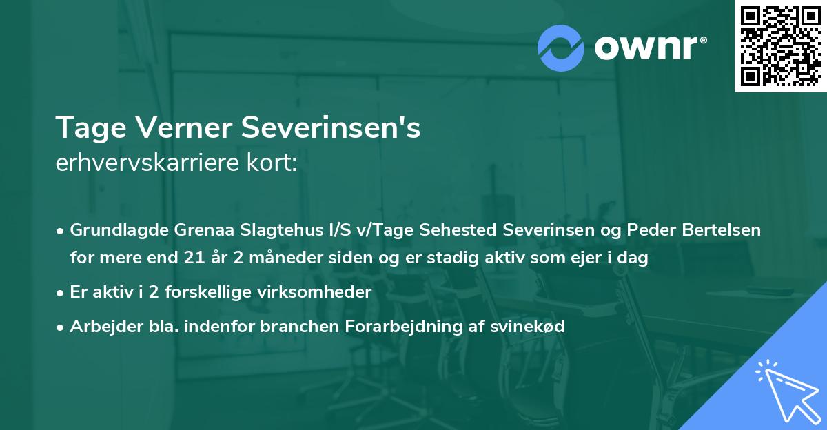 Tage Verner Severinsen's erhvervskarriere kort