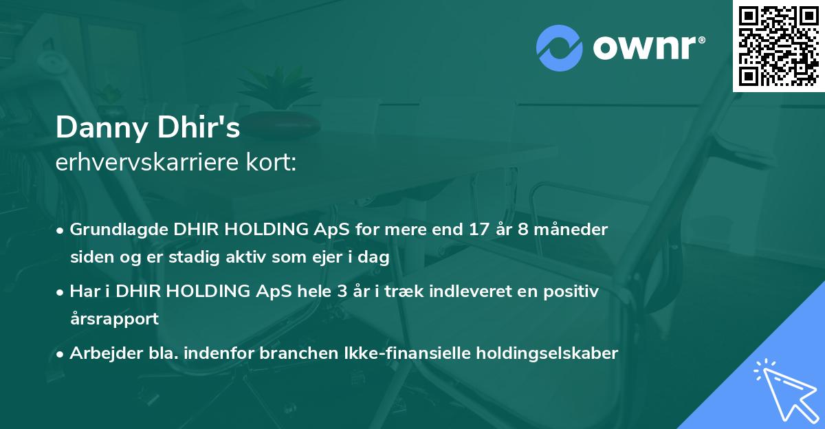 Danny Dhir's erhvervskarriere kort
