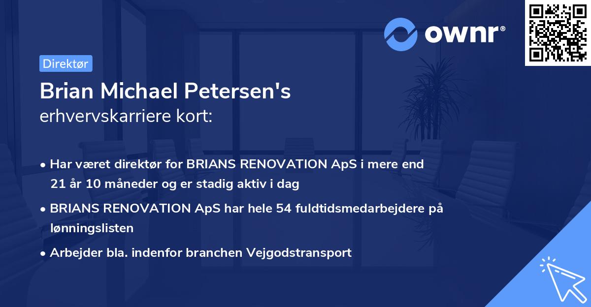 Brian Michael Petersen's erhvervskarriere kort