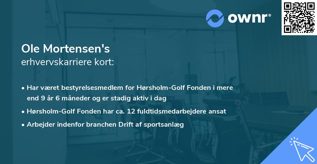 Ole Mortensen's erhvervskarriere kort