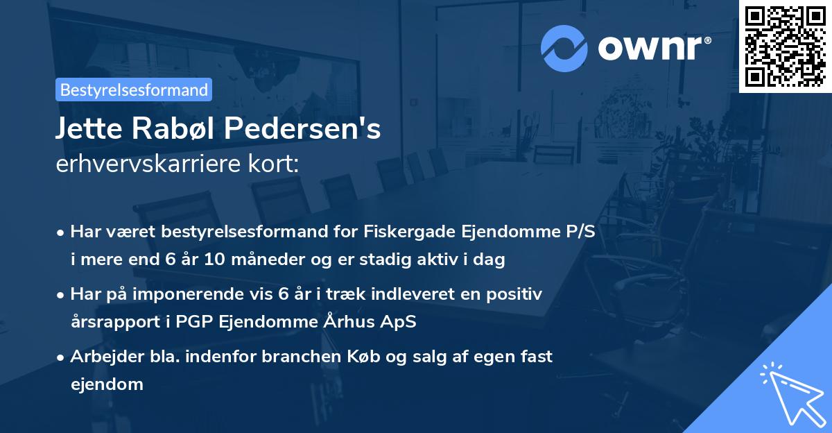 Jette Rabøl Pedersen's erhvervskarriere kort