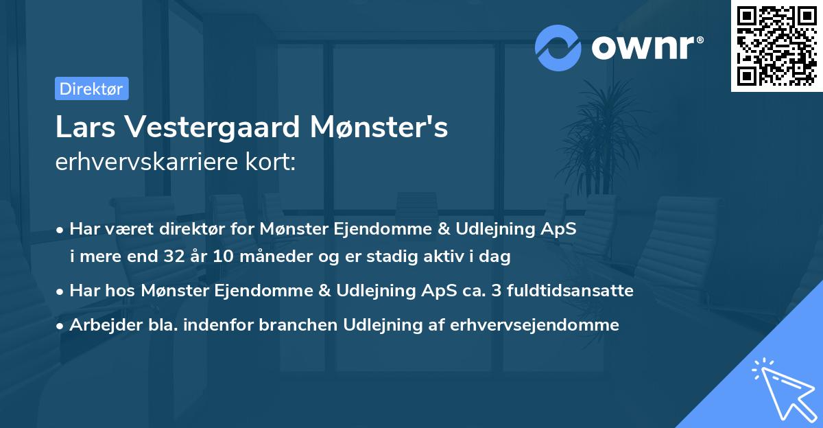 Lars Vestergaard Mønster's erhvervskarriere kort