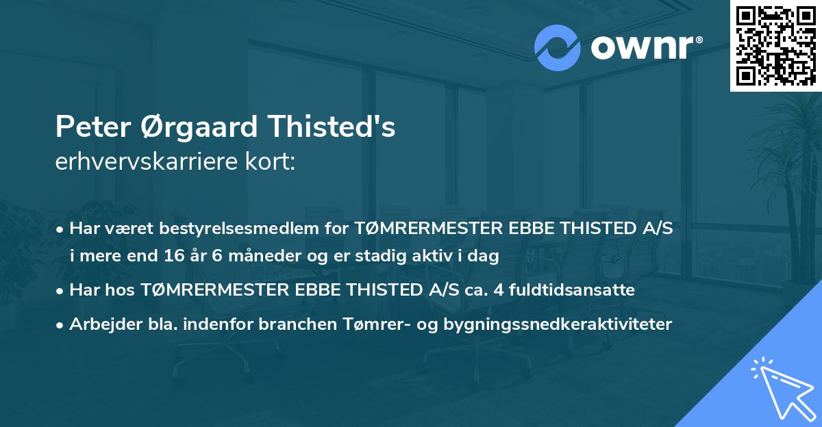 Peter Ørgaard Thisted's erhvervskarriere kort