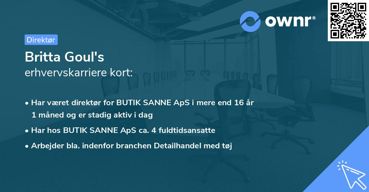 Britta Goul's erhvervskarriere kort