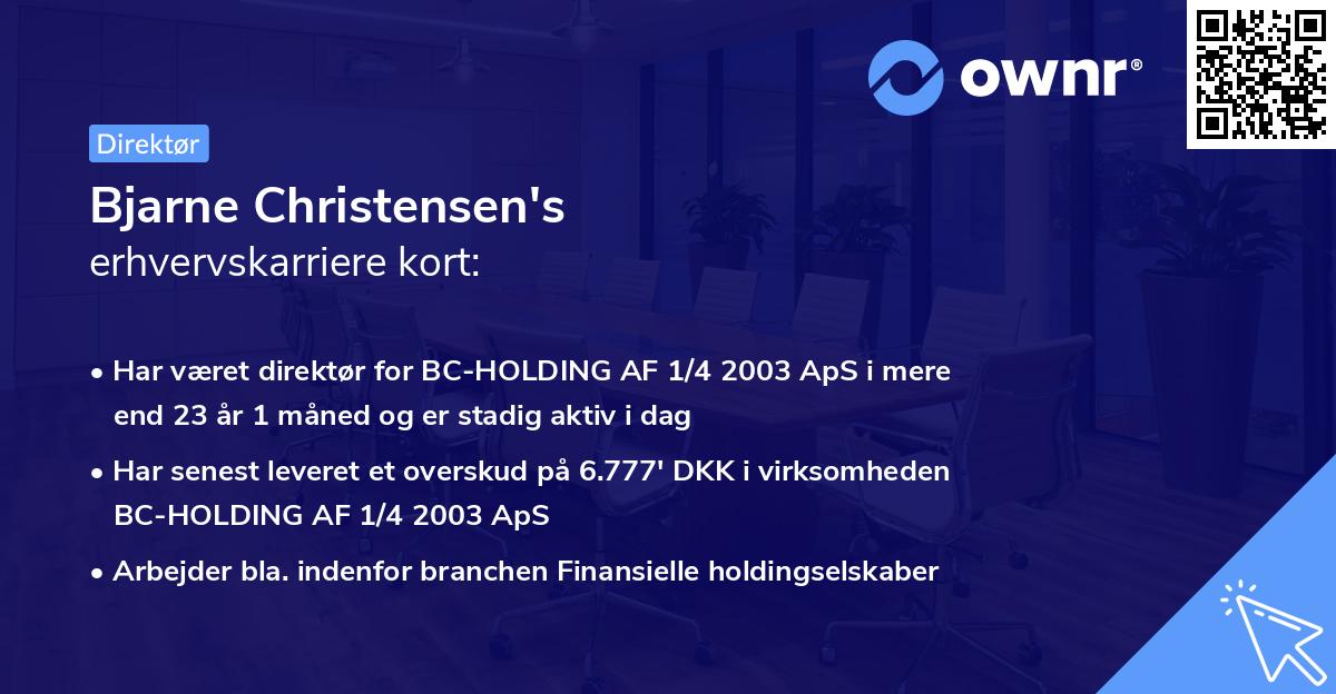 Bjarne Christensen's erhvervskarriere kort