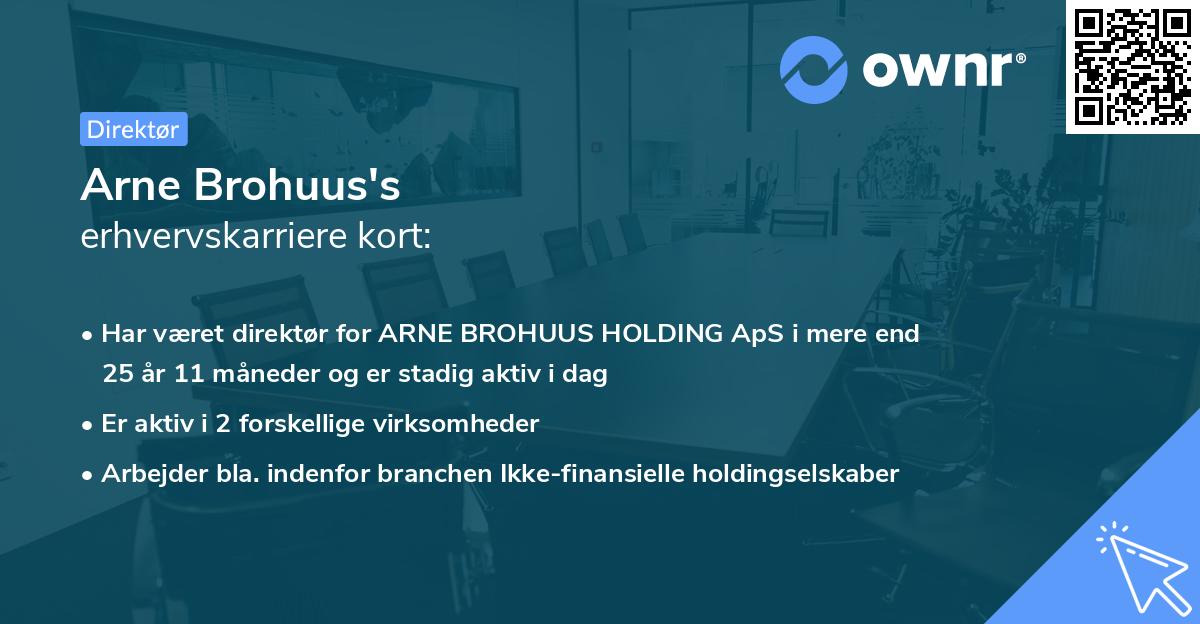 Arne Brohuus's erhvervskarriere kort