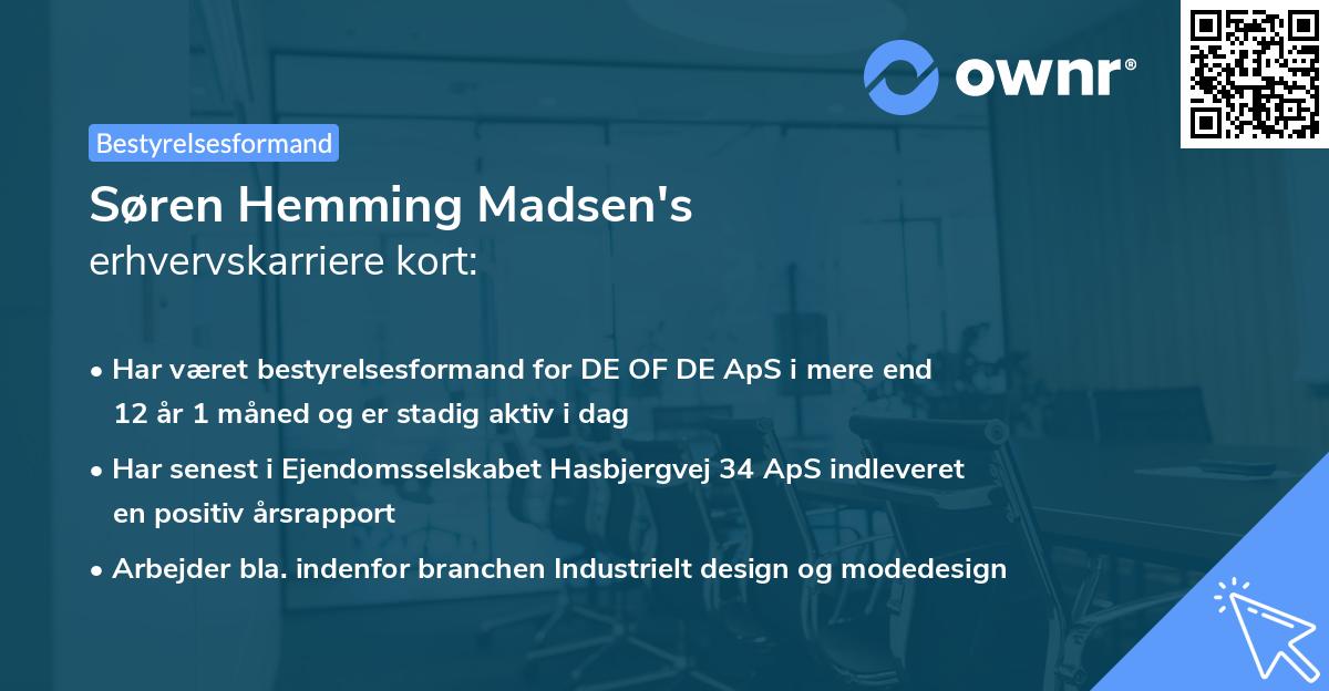 Søren Hemming Madsen's erhvervskarriere kort