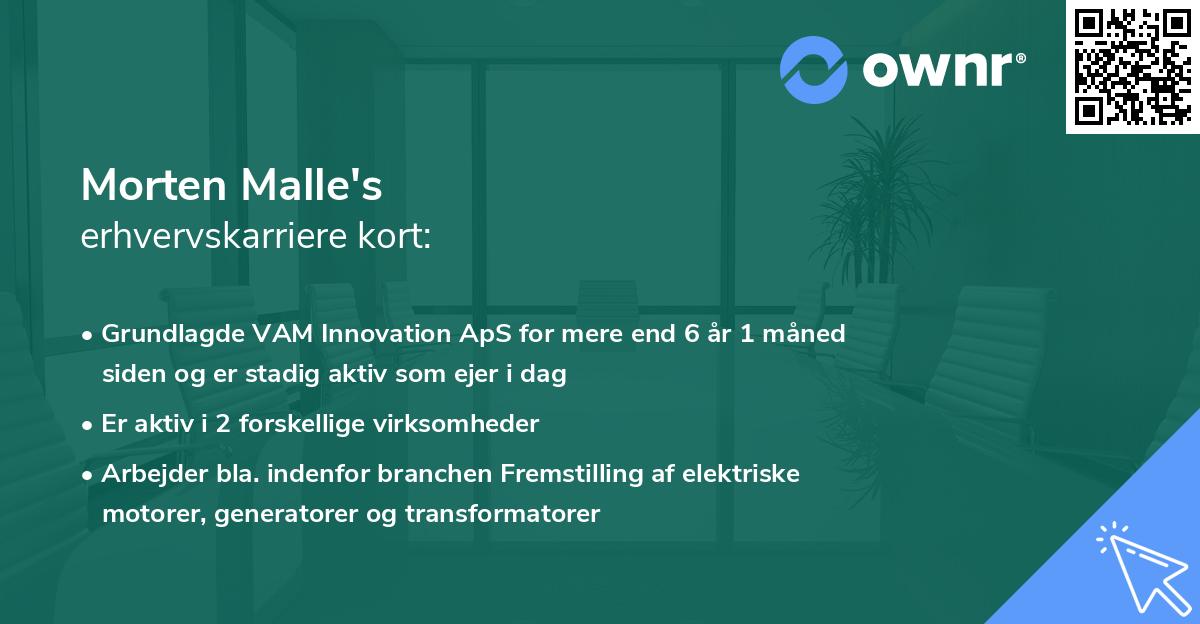 Morten Malle's erhvervskarriere kort