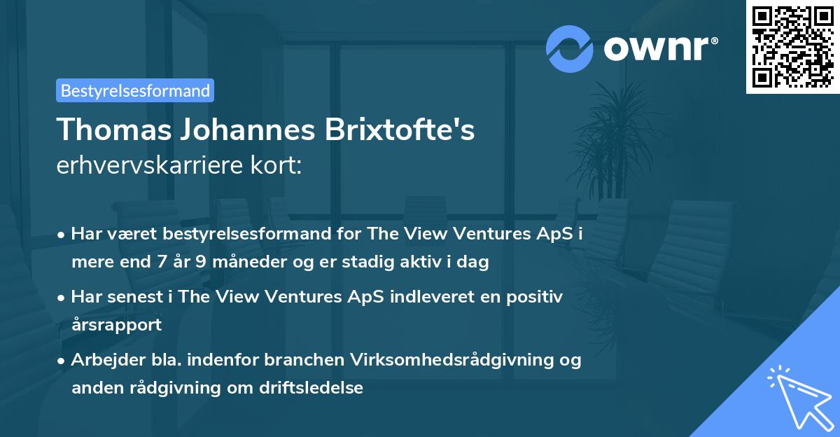 Thomas Johannes Brixtofte's erhvervskarriere kort