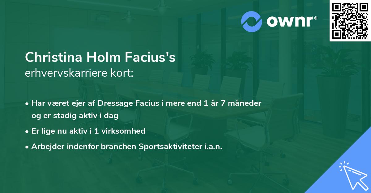 Christina Holm Facius's erhvervskarriere kort