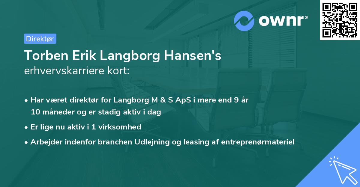 Torben Erik Langborg Hansen's erhvervskarriere kort